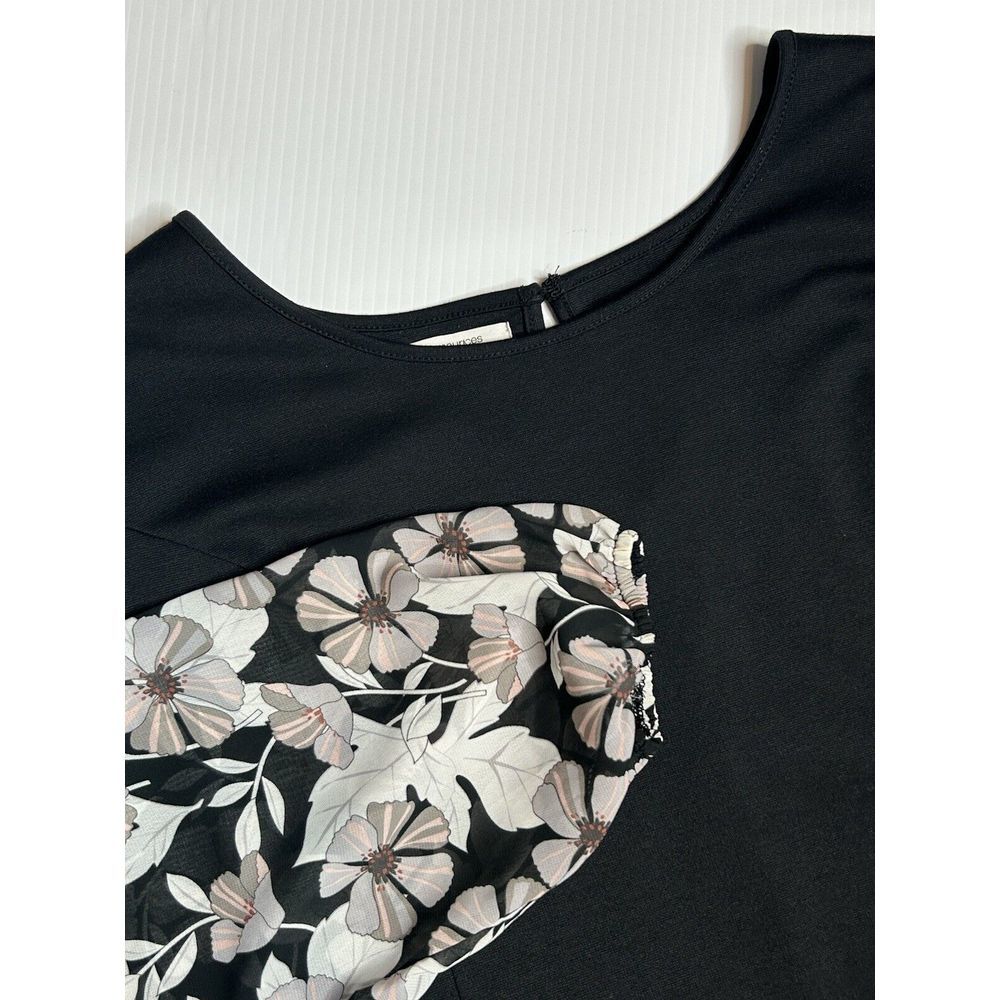 Maurices Womens XXL Black Floral Sheer Long‎ Sleeve Dress